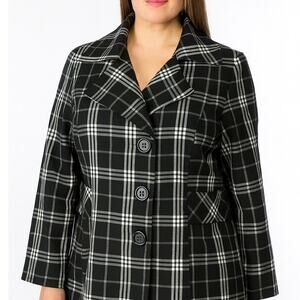 Lane Bryant Plaid Jacket Black Collared Coat Made in USA Plus Size 18
